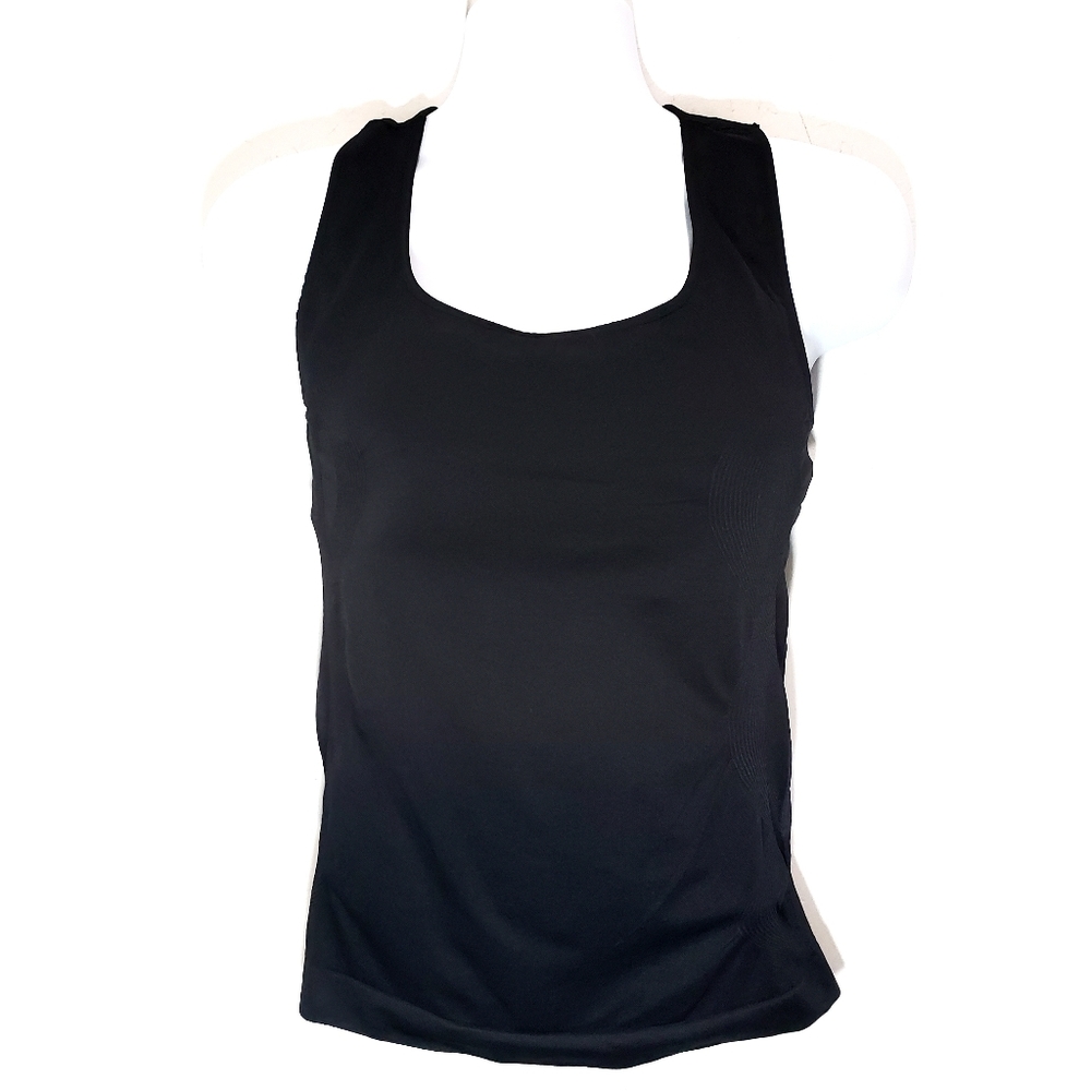 Morera Black Racer Back Tank Top Built In Bra Shapewear Support Garment Size L